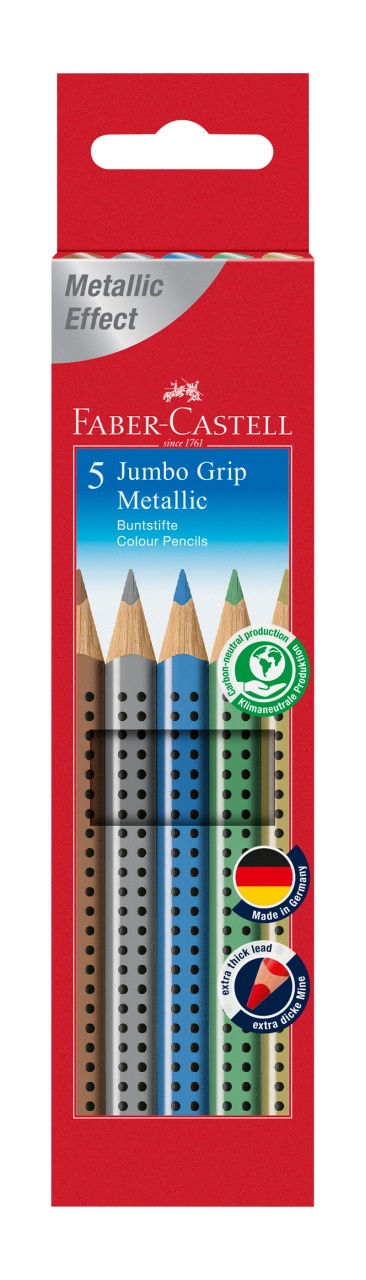 Faber-Castell Buntstift Jumbo Grip Metallic 5er-Etui