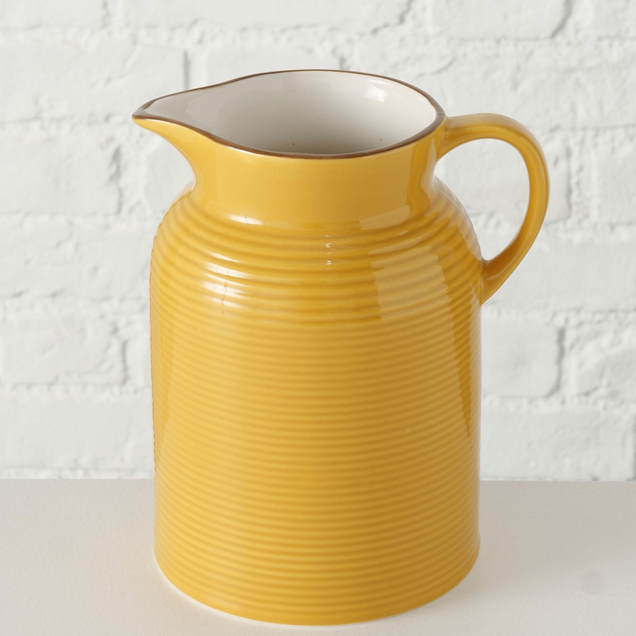 Krug Vase mediterran rustikal gelb Keramik 2000 ml H 21cm
