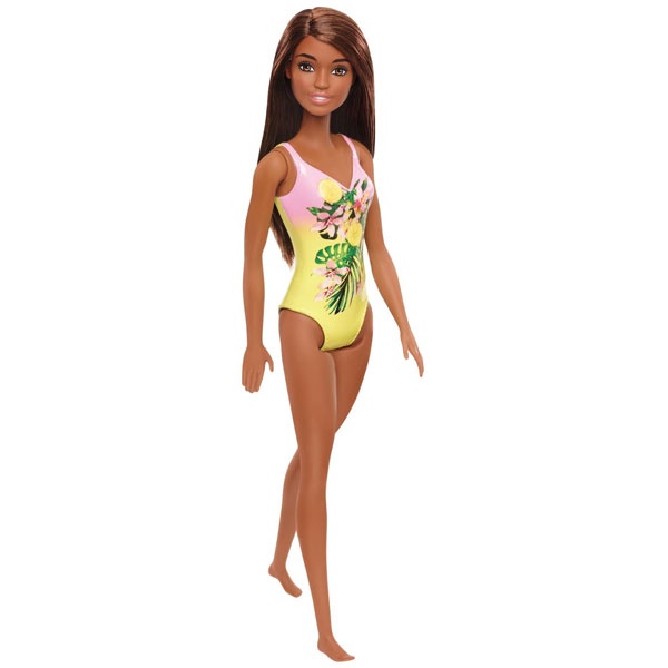 Barbie Beach Puppe mit Badeanzug im Tropenmuster