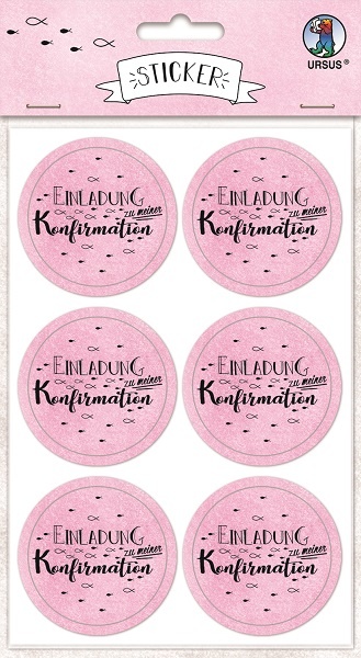 Sticker Einladung Konfirmation rosa