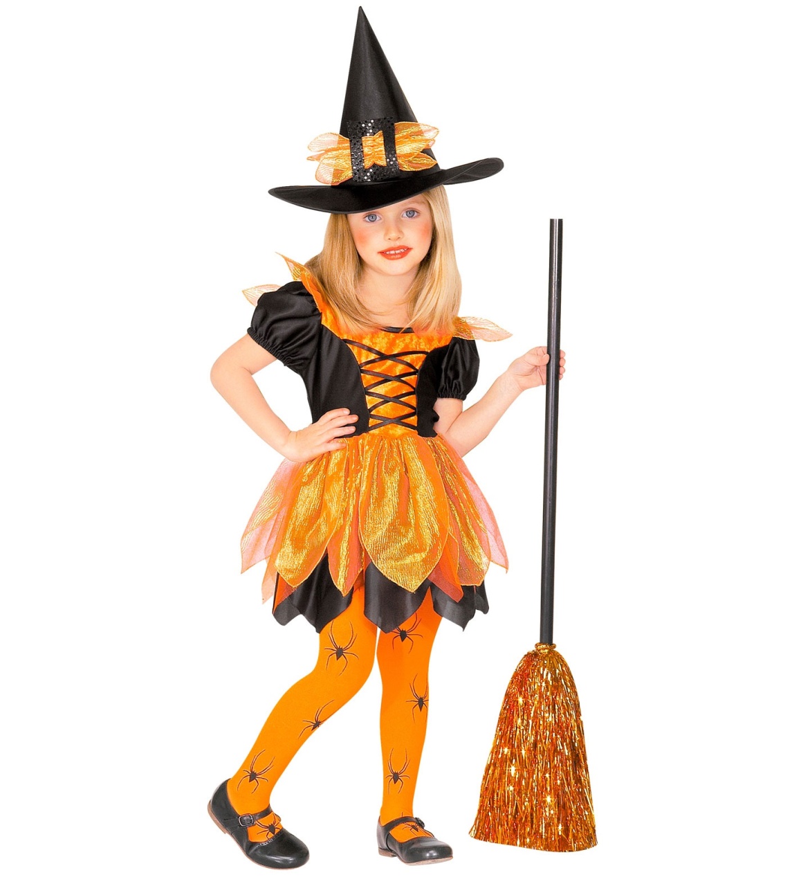 Kostüm Kleine Hexe Orange Gr. 116 Kinderkostüm