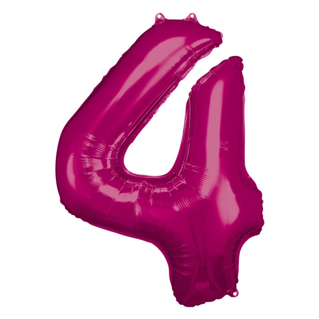 Folienballon Zahl 4 pink