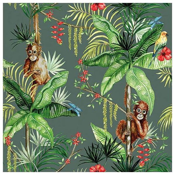 Servietten 33x33 cm Dschungel mit Orangutan
