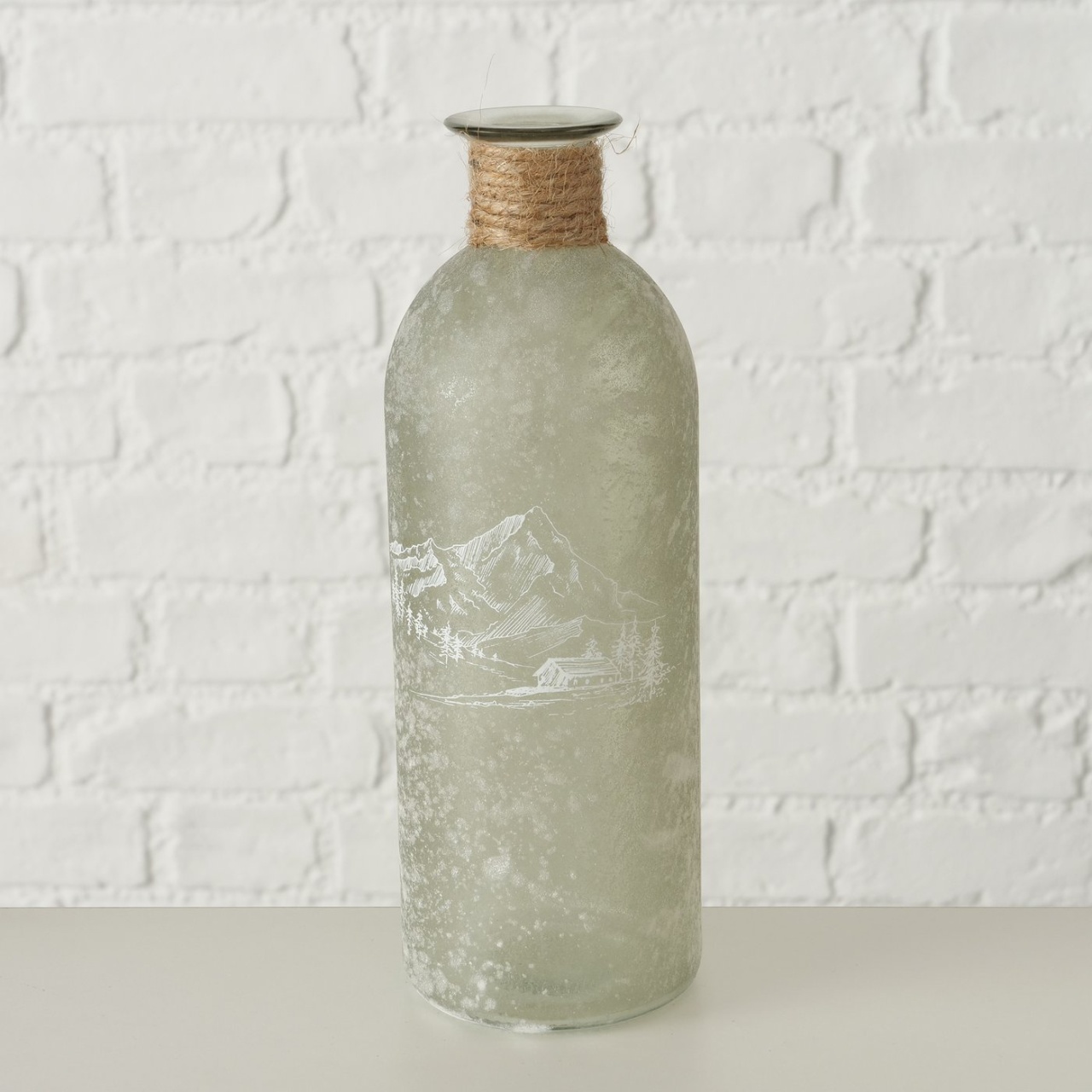 Vase Landhausstil winterlich  Kitzbühel, H 10 cm, Glas,