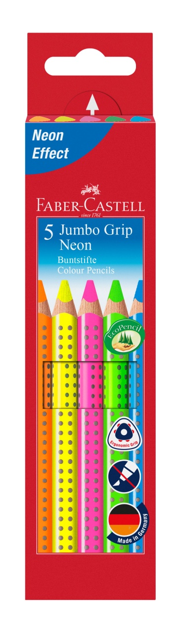 Faber-Castell Buntstift Jumbo Grip Neon 5er-Etui