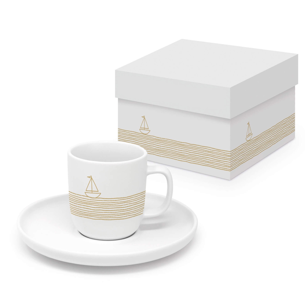 Pure Sailing gold Espresso Tasse mit Mattfinish Geschenkbox
