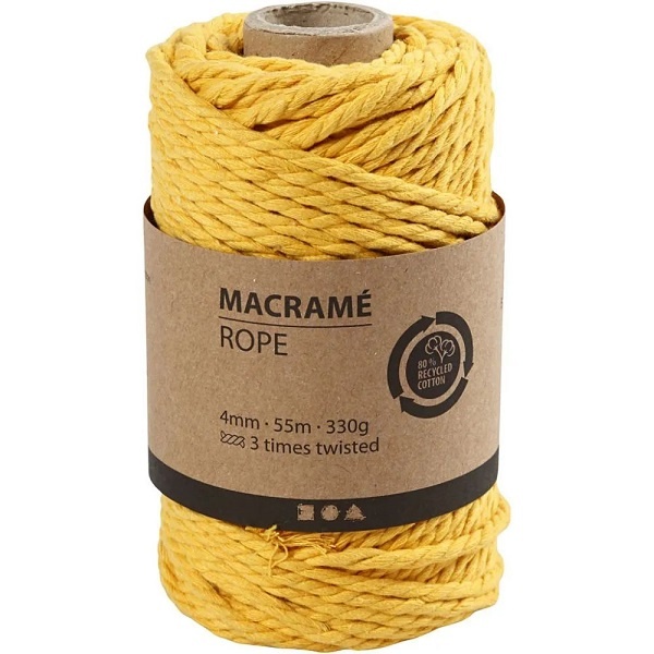 Macramee-Kordel 55 m gelb
