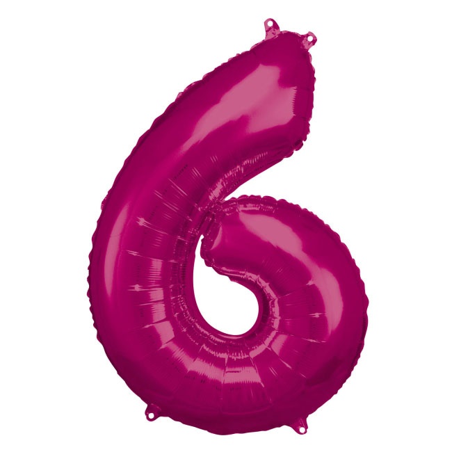 Folienballon Zahl 6 pink