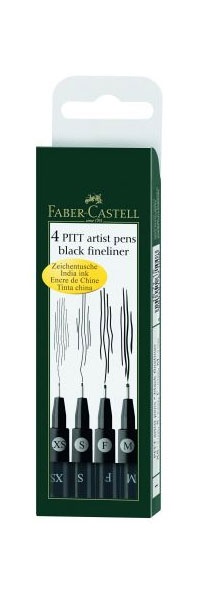 Faber Castell Zeichentusche 4 Stifte sort. schwarz