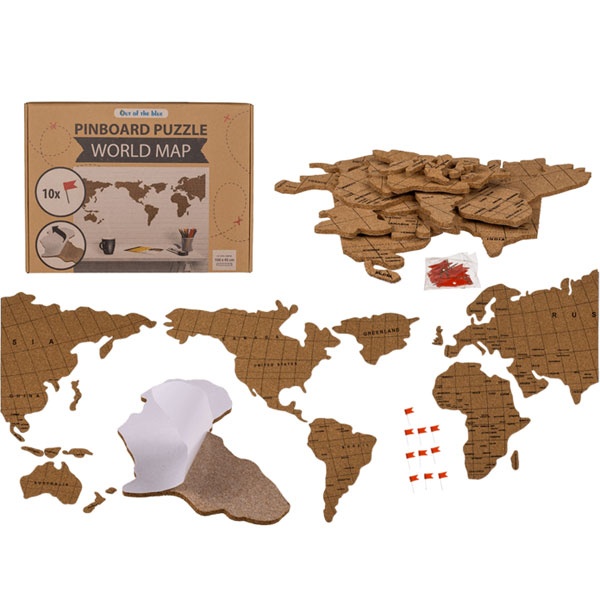 Pinnwand World Map Puzzle aus Kork