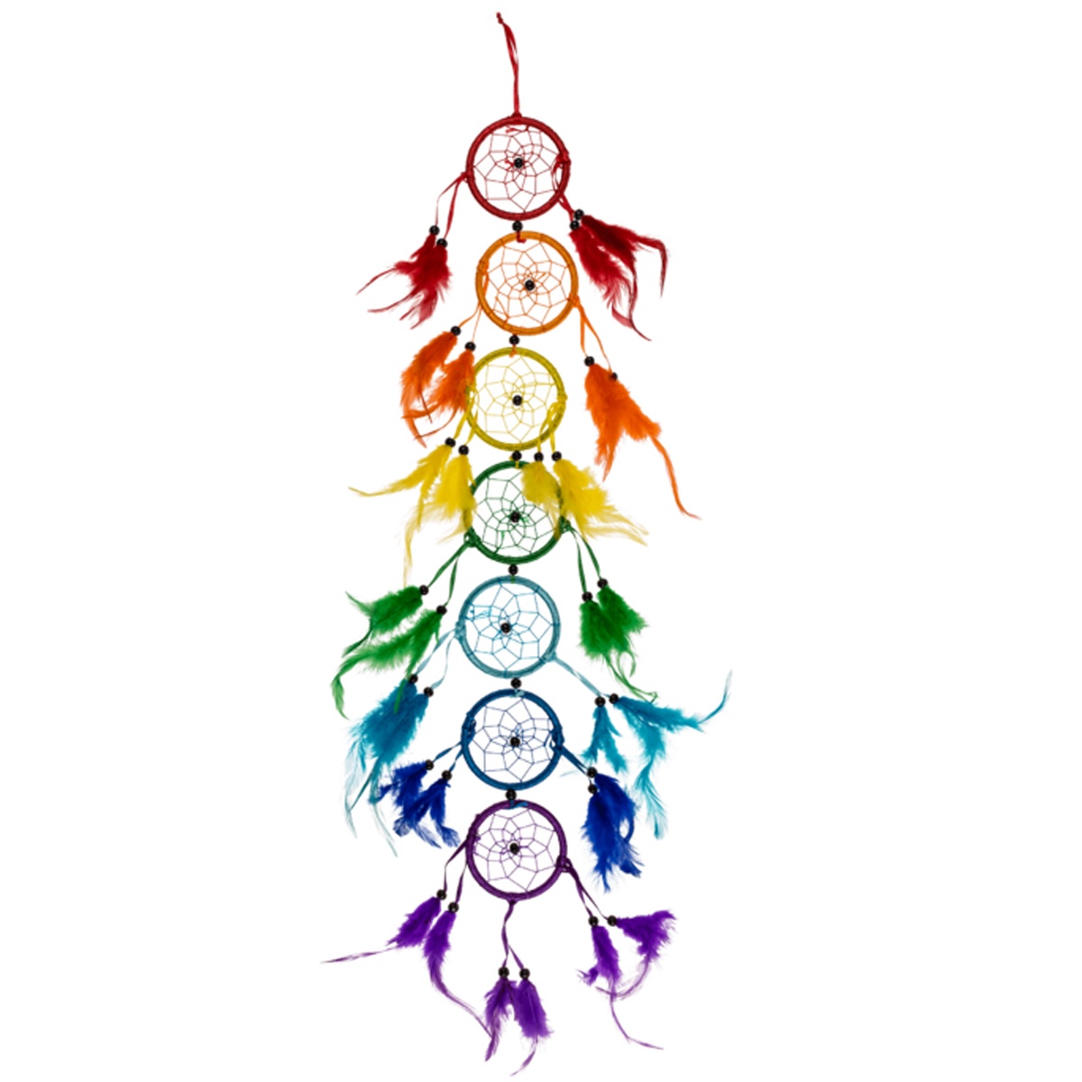 Traumfänger mit Federn, Rainbow, ca. 65 cm