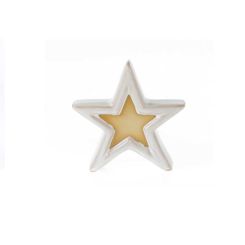Deko Weihnachten Stern weiß aus Terracotta 14,5 x 4 cm
