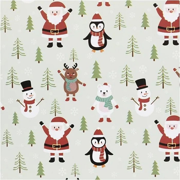 Geschenkpapier Weihnachten Eisbär Pinguin  50 cm x 5m