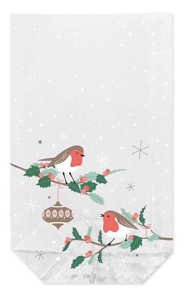Klarsichtbeutel Weihnachten Vogelromantik 11,5 x 19 cm