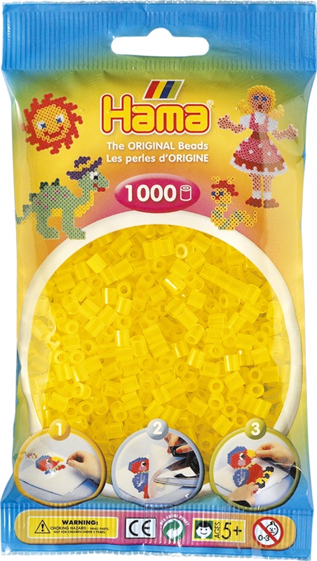 Hama Bügelperlen 1000 Stück transparent gelb