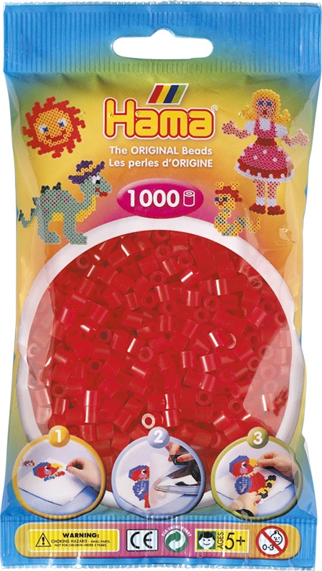 Hama Bügelperlen 1000 Stück transparent rot