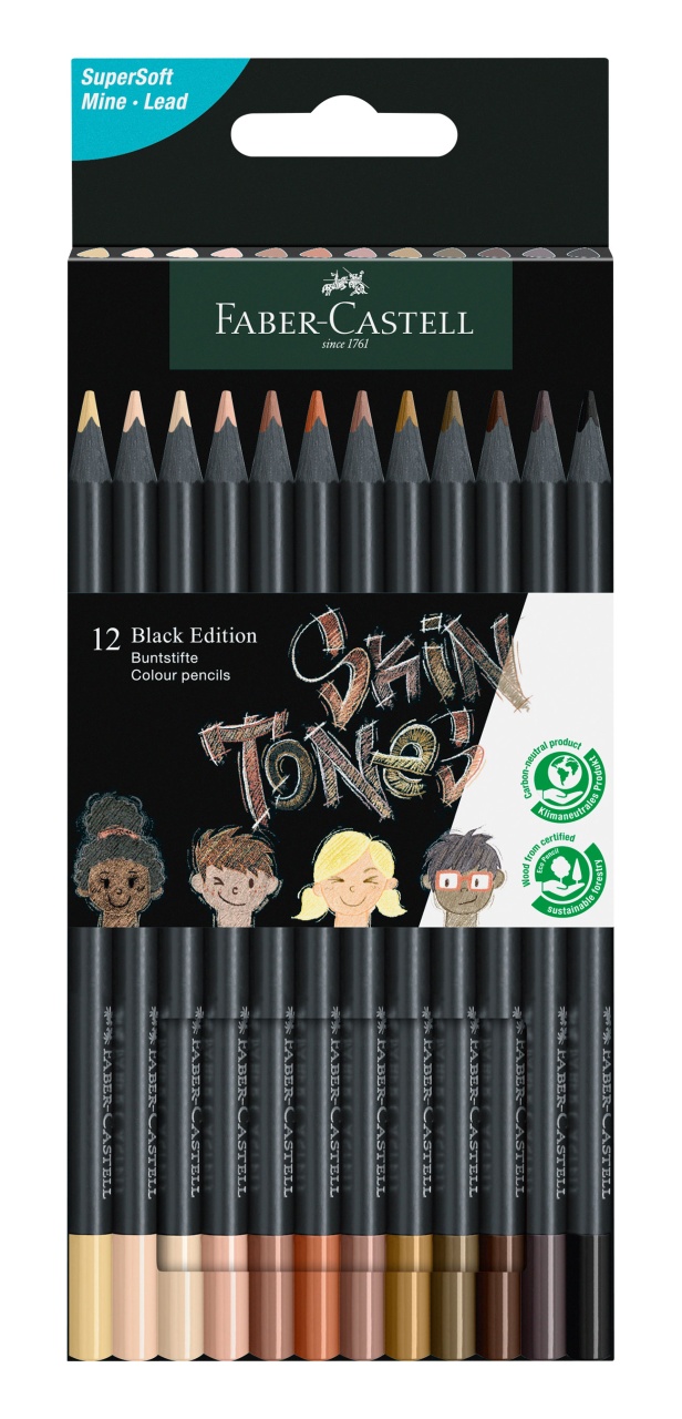 Faber-Castell Buntstifte Black Edition Skin Tones 12er Etui