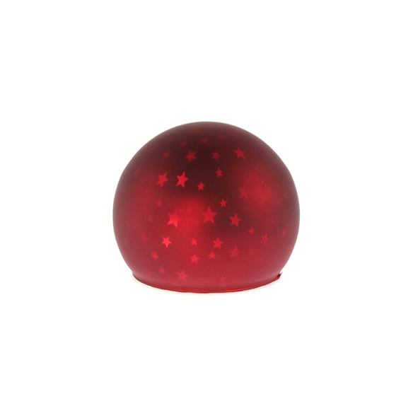 Weihnachts Deko LED Kugel mit Sternen aus Glas, 10 cm, rot