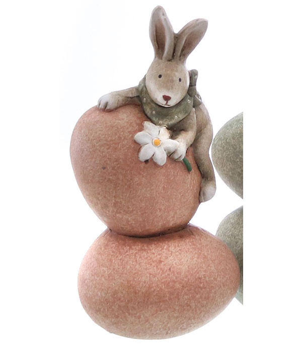 Dekofigur Hase auf Eiern rosa 17 cm Osterdekoration