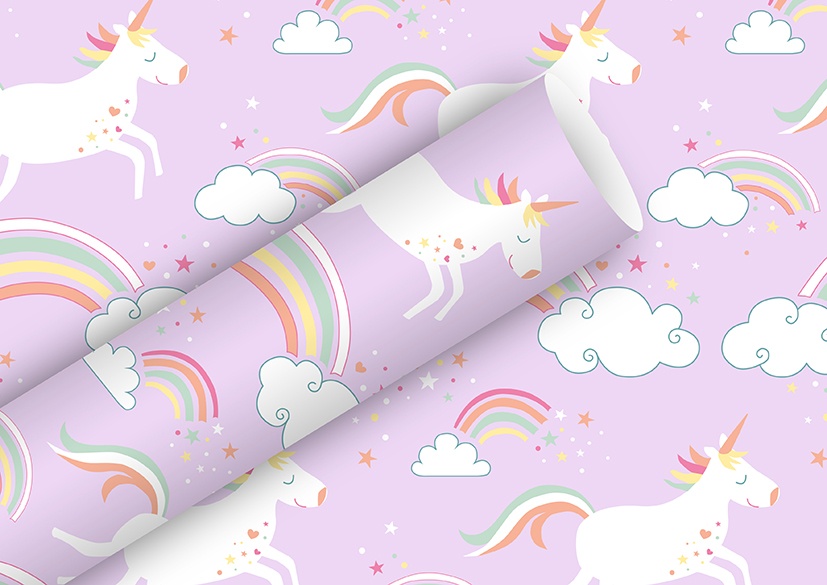Geschenkpapier Unicorn flieder 200 x 70 cm