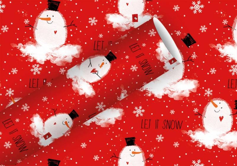 Geschenkpapier Weihnachten Bobby Snow rot 200 x 70 cm