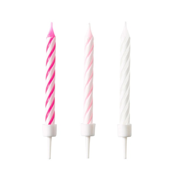 Geburtstagskerzen Spiralkerzen pink/weiß