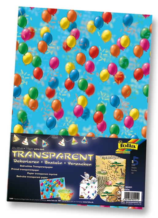 Folia Transparentpapier Motiv Luftballons 5 Blatt