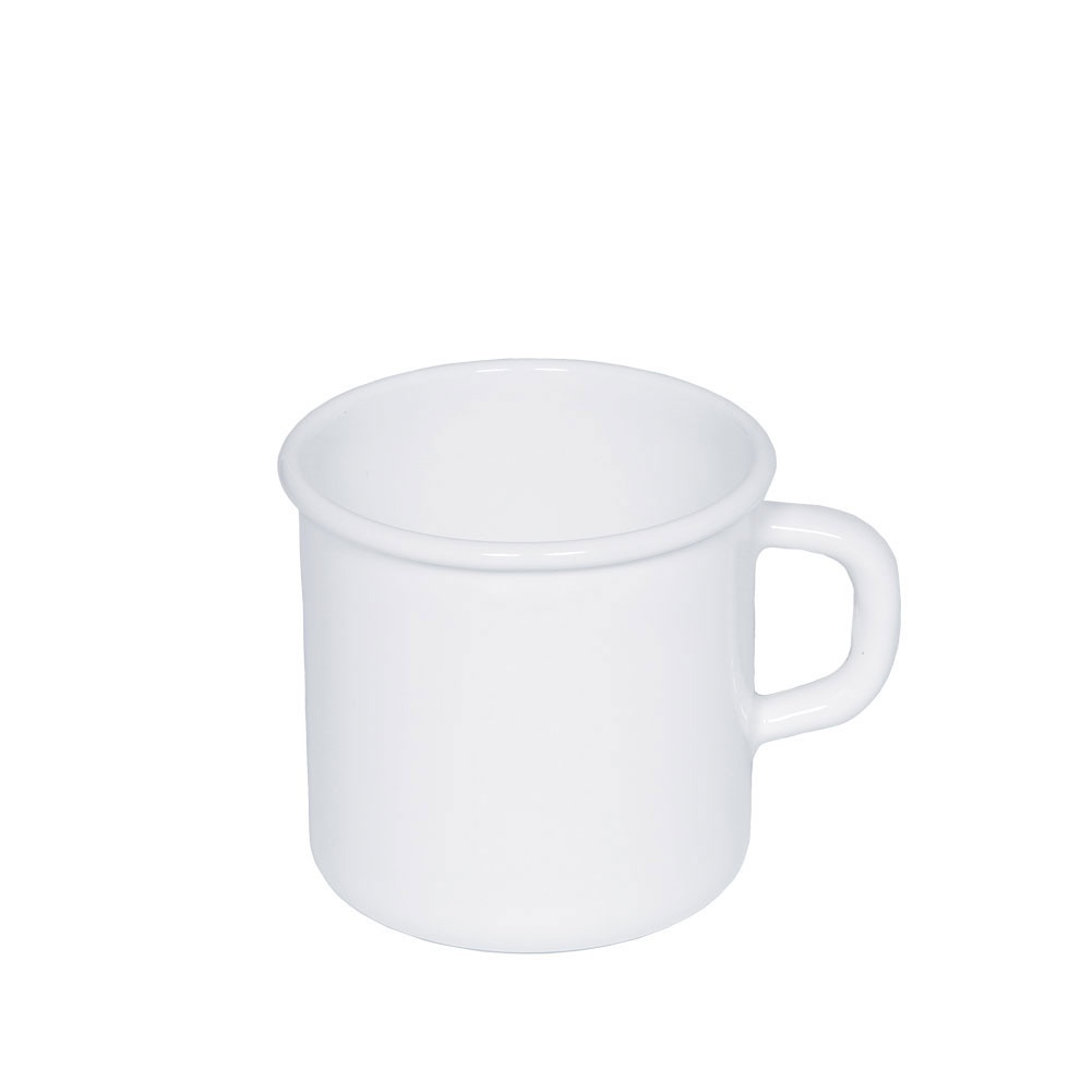Riess Emaille Topf mit Bördel Kaffeebecher 8 cm 3/8l weiß