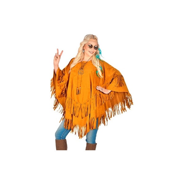 Kostüm Poncho in Wildlederoptik Hippi Festival one Size