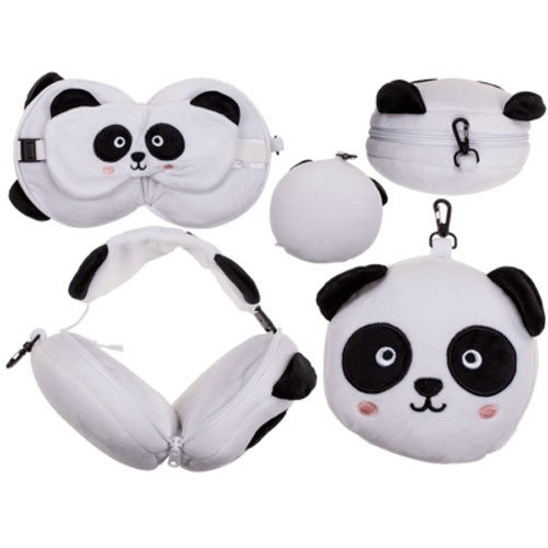 Reisekissen mit Augenmaske Panda