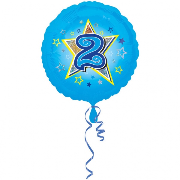 Folienballon Blaue Sterne Zahl 2 43 cm
