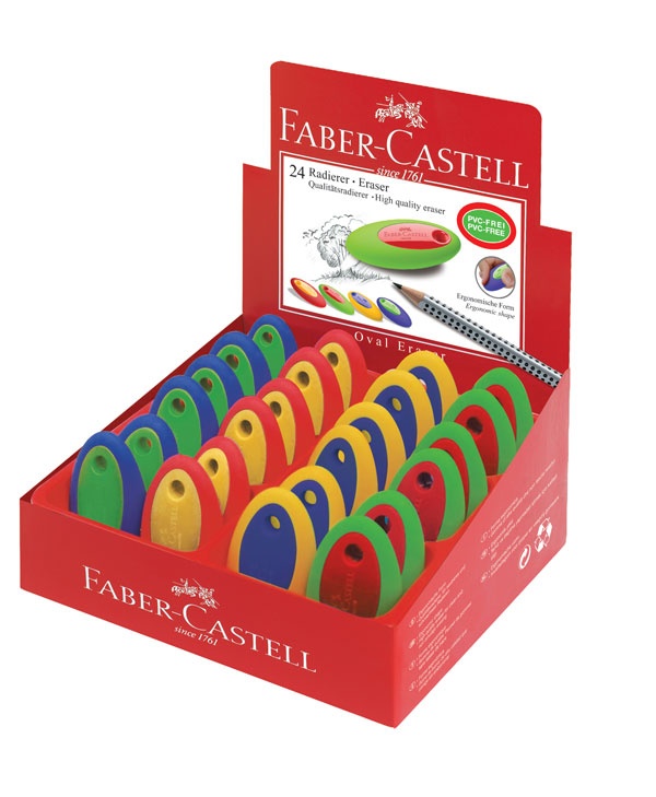 Faber Castell Radierer oval PVC-frei farb. sort.
