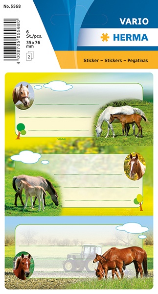 Herma Buch-Etiketten Pferde mit Glimmer