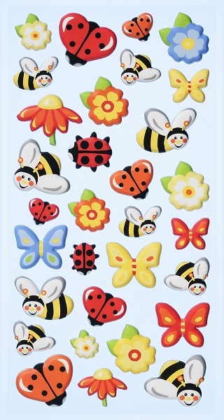 Bastelmaterial Softy Sticker Marienkäfer Biene Schmetterling