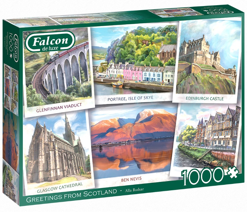 Puzzle Falcon de luxe Greetings from Scotland 1000 Teile