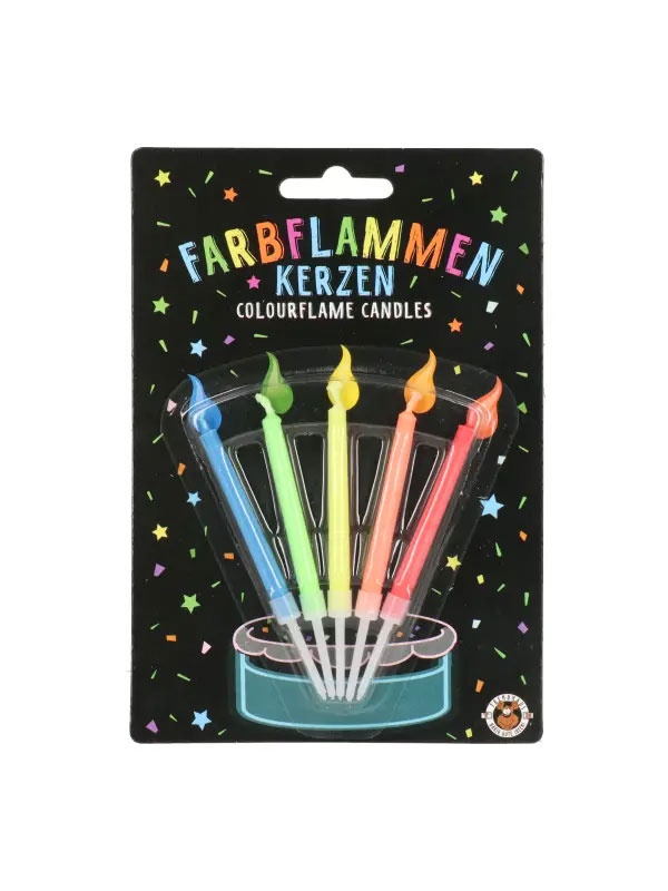 Farbflammen - Kerzen 5er-Set blau, grün, gelb, orange, rot