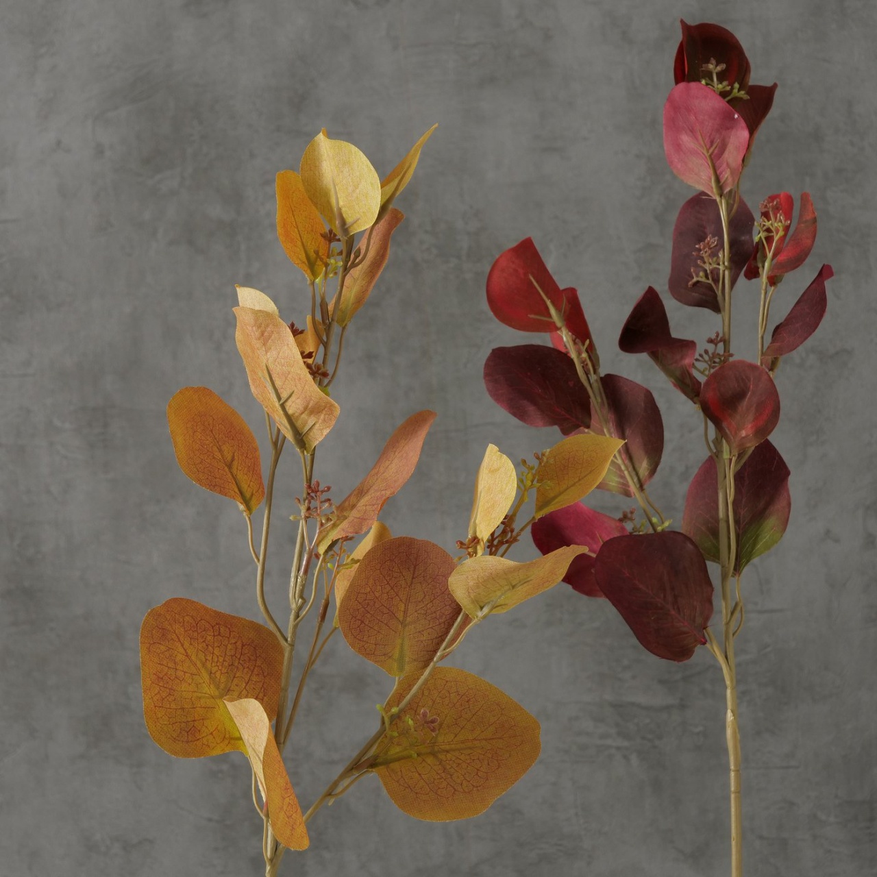 Boltze Dekozweig Eukalyptus rot künstlich aus Kunststoff