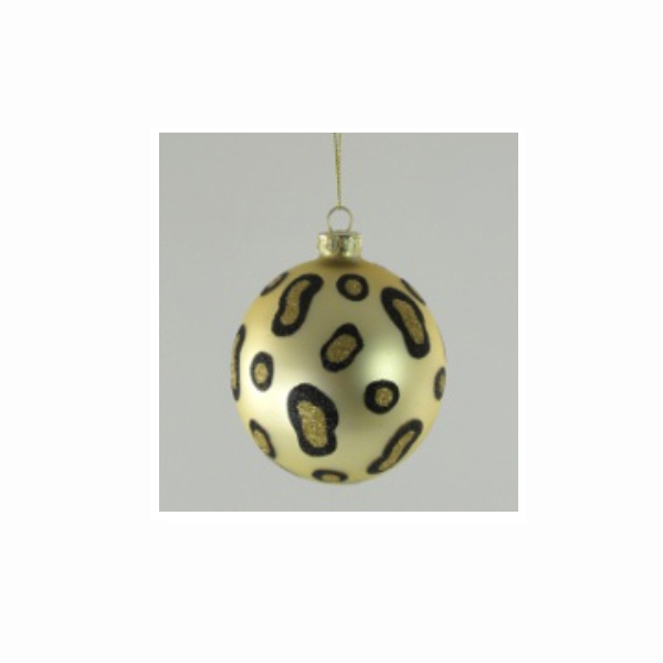 Glas-Kugel zum Anhängen Leopardendesign goldfarben 8cm