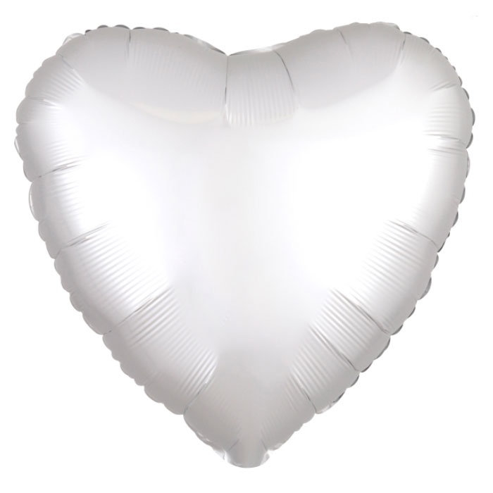 Amscan Folienballon Silk Lustre White Heart 43 cm