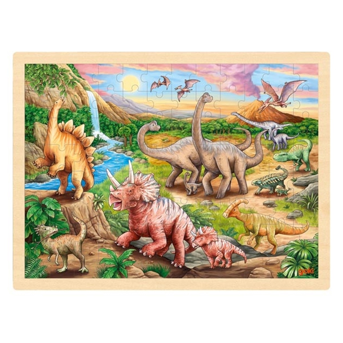 Puzzle Dinosaurierwanderung aus Holz 96 Teile von Goki