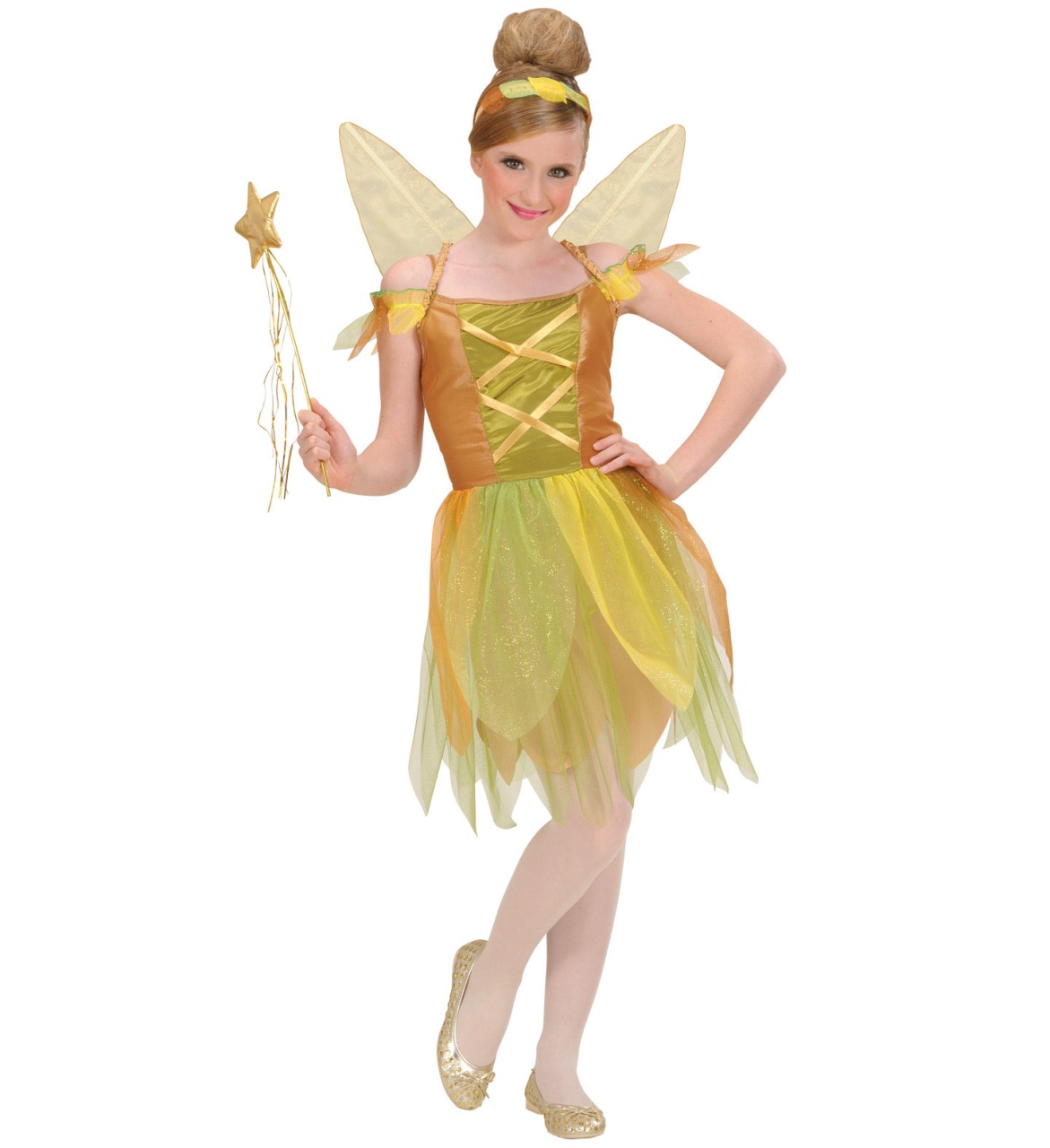 Kostüm Goldene Waldfee Gr. 140 8-10 Jahre Kinderkostüm