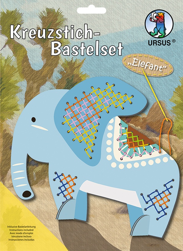 Kreuzstich-Bastelset Elefant