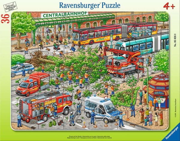 Ravensburger Rahmenpuzzle Einsatz auf der Strasse 36 Teile
