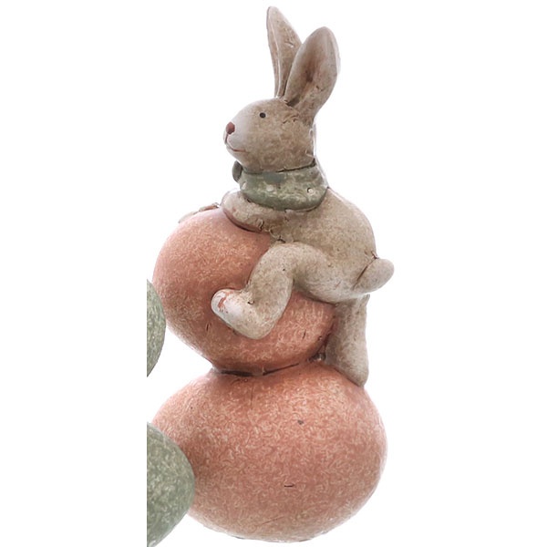 Dekofigur Hase auf Eiern rosa 12,5 cm Osterdekoration