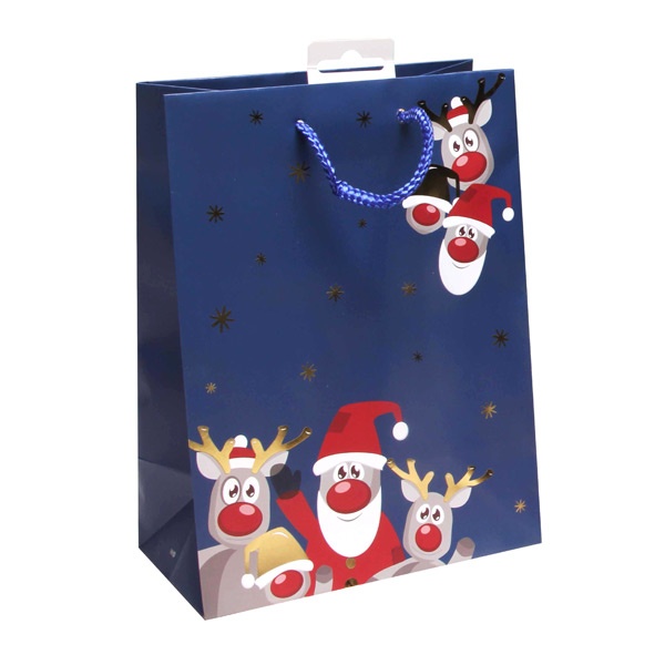 Weihnachten Geschenktasche Santa und Ren 26 x 32 cm