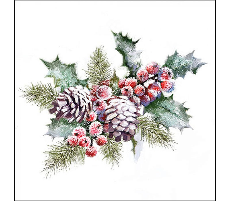 Servietten 33x33 cm Holly And Berries Weihnachtsservietten