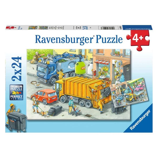 Ravensburger Puzzle Müllabfuhr und Abschleppwagen 2x24 Teile