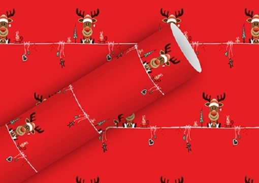 Geschenkpapier Weihnachten Little Rudy rot 200 x 70 cm