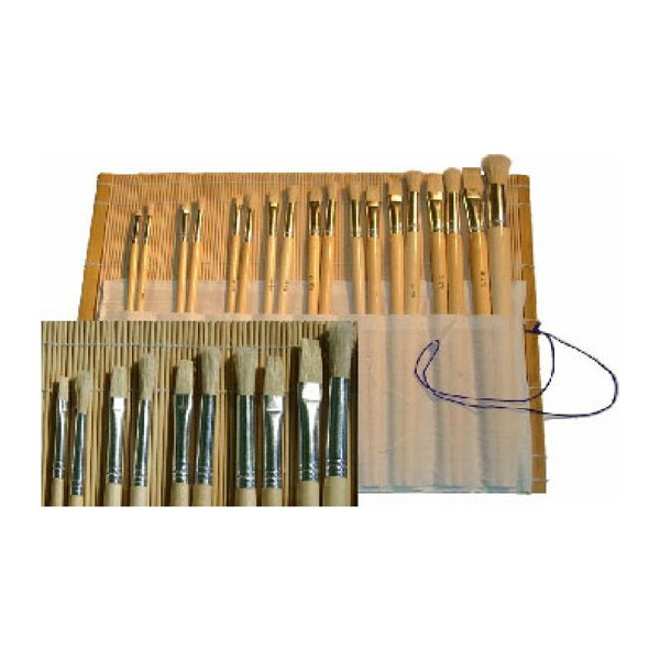 Pinsel- Borstenpinsel 18 Stück in einer Bambusrolle
