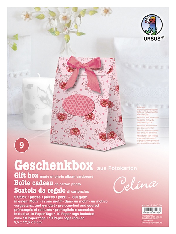 Bastelmappe Geschenkboxen-Set Celina Motiv 9-Rosen